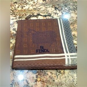 Fendi Brown and Gray Pocket Square